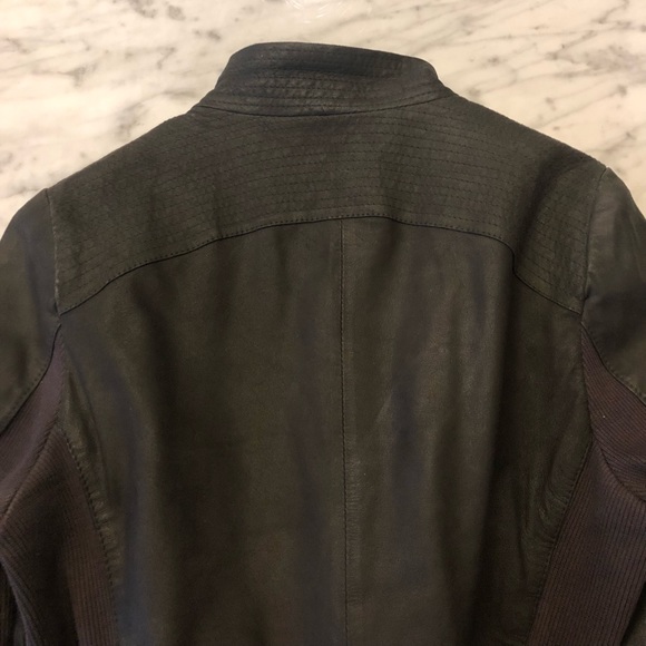 Elie Tahari Andreas Drape Gray Lamb Leather Jacket - Picture 4 of 16